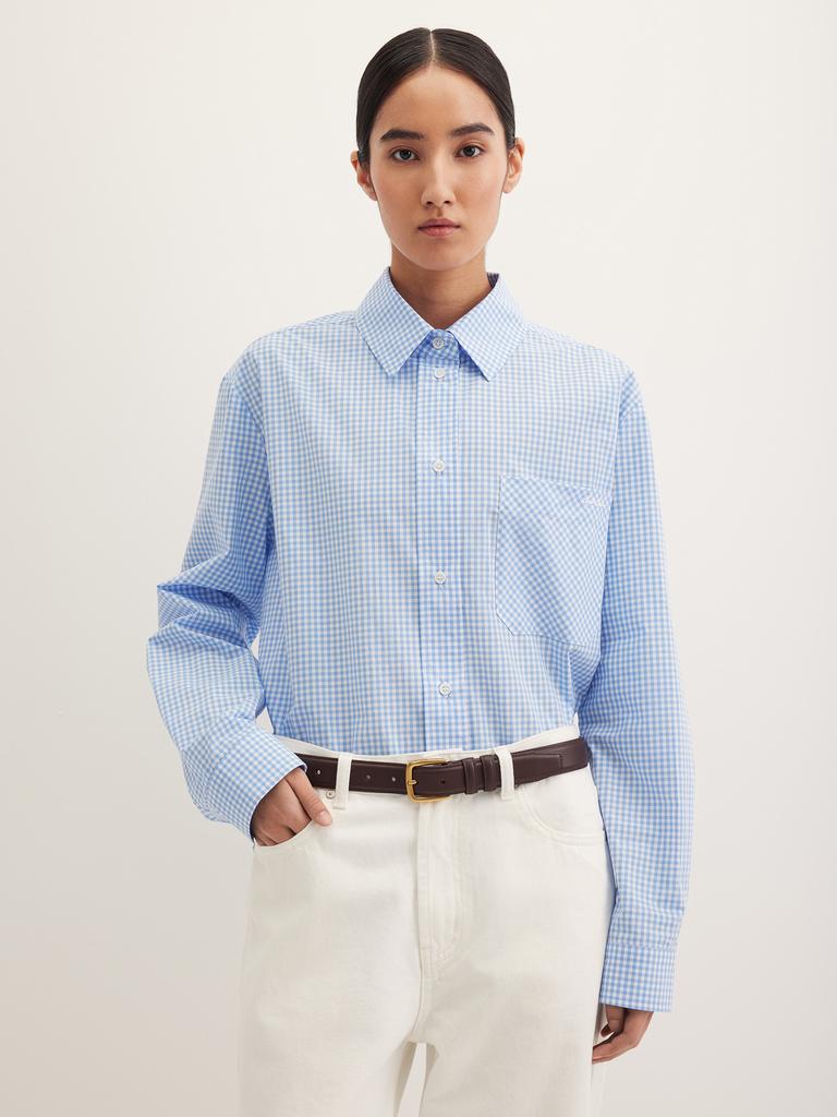 Рубашка в клетку виши голубого цвета