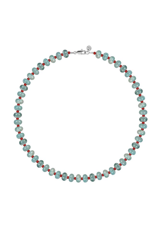 Бусы из кварца и коралла голубого цвета