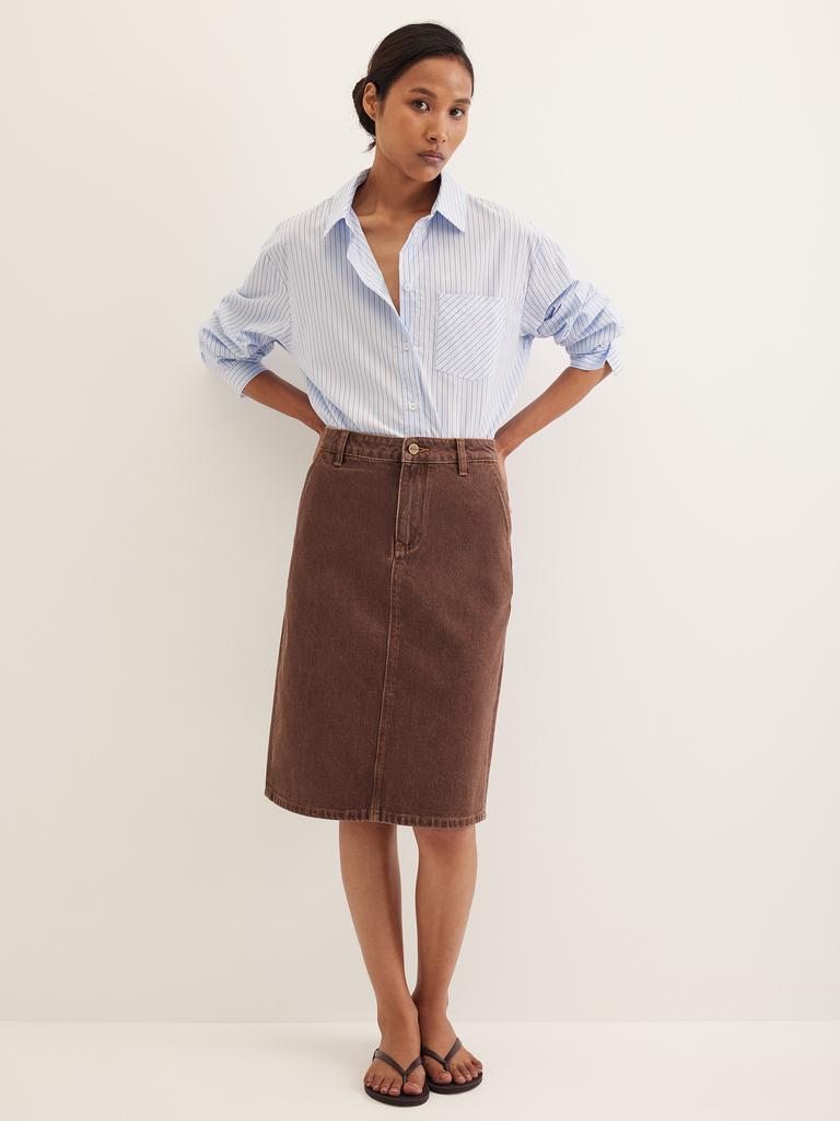 Юбка-миди джинсовая коричневого цвета