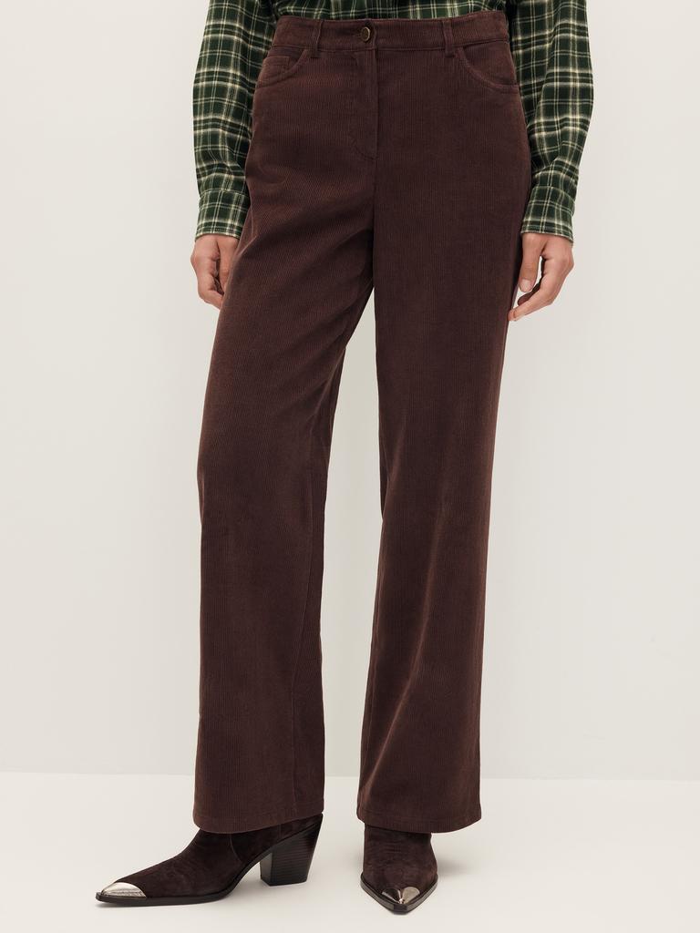 Брюки вельветовые темно-коричневого цвета