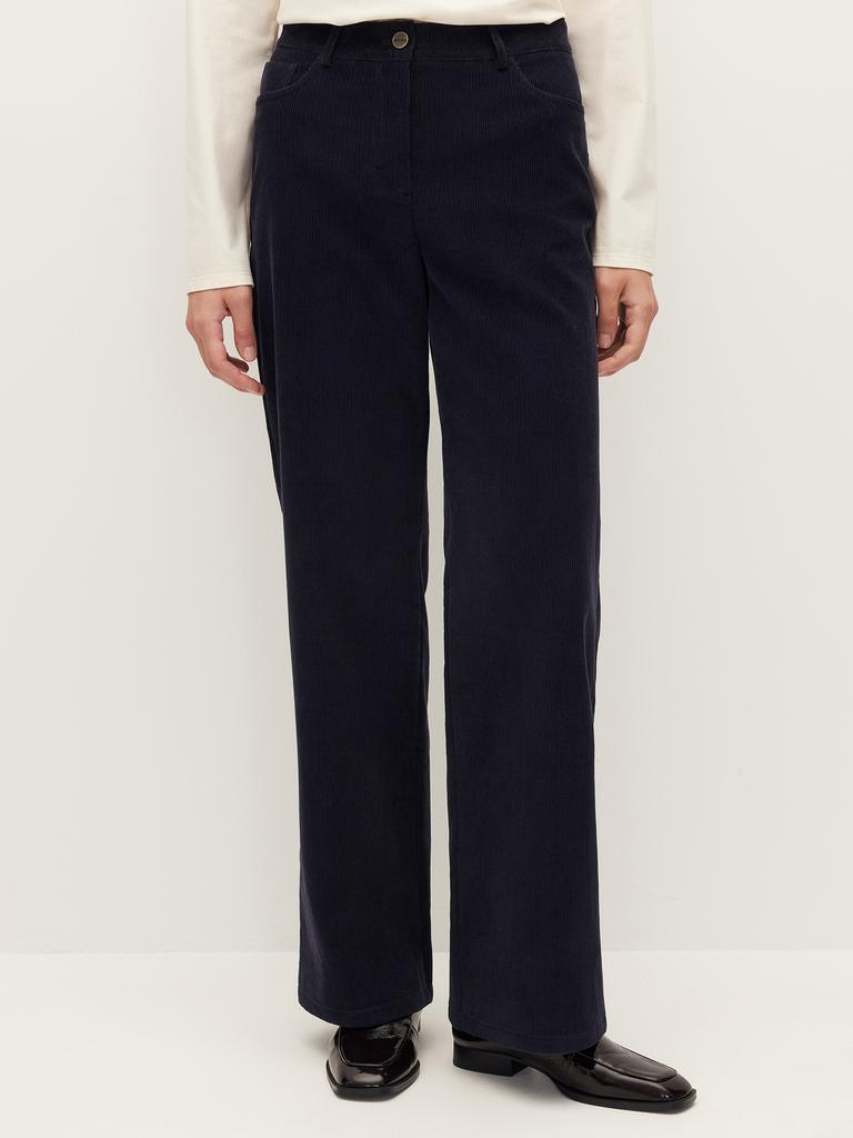 Брюки вельветовые темно-синего цвета