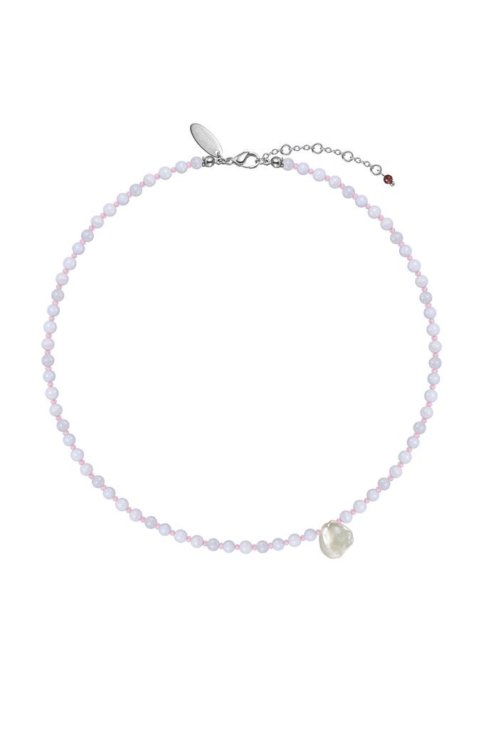 Фиолетовые бусы из бисера и граната Глазурь