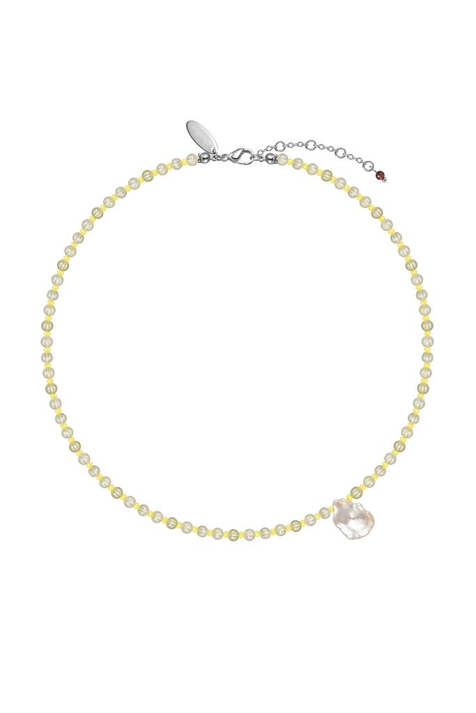 Желтые бусы из бисера и граната Глазурь