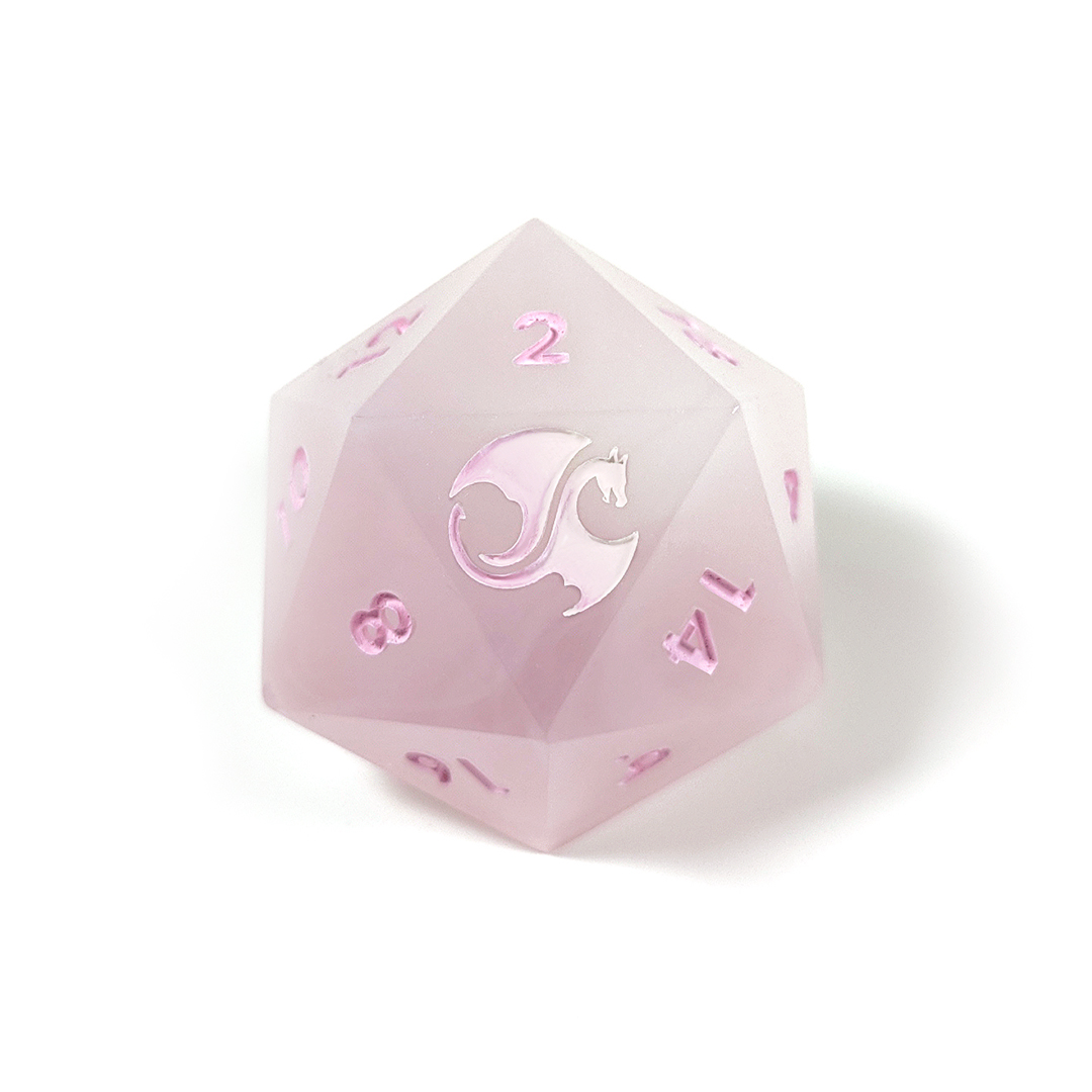 Большой D20 "Розовый кварц"