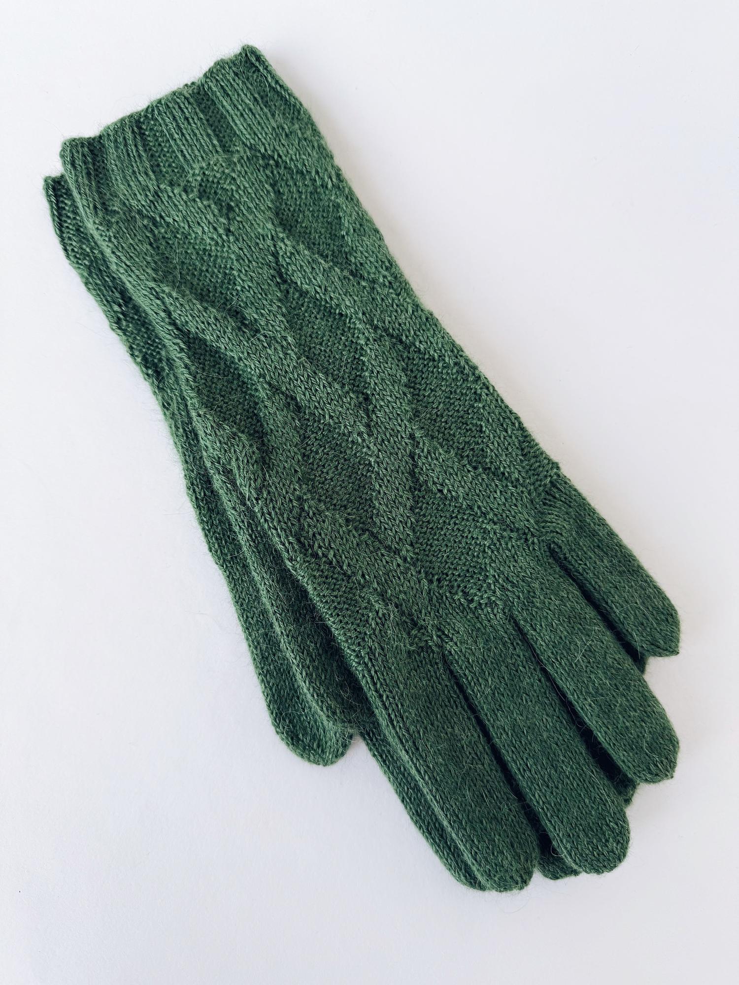 Вязаные перчатки из альпака с шёлком