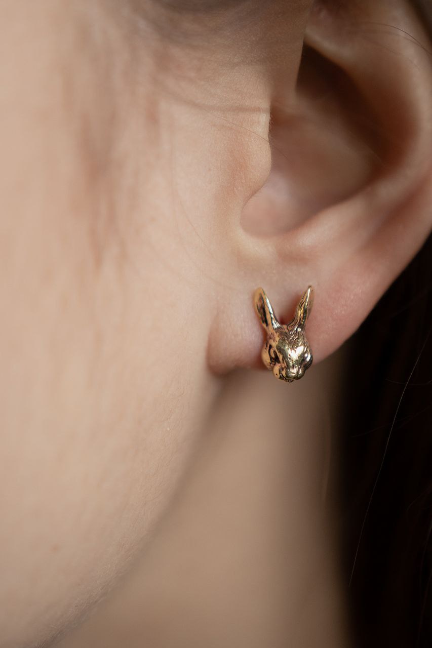 Серьги с мордочкой кролика