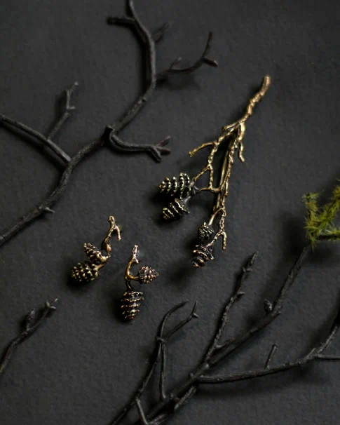 Серьги "Сосновая шишка"