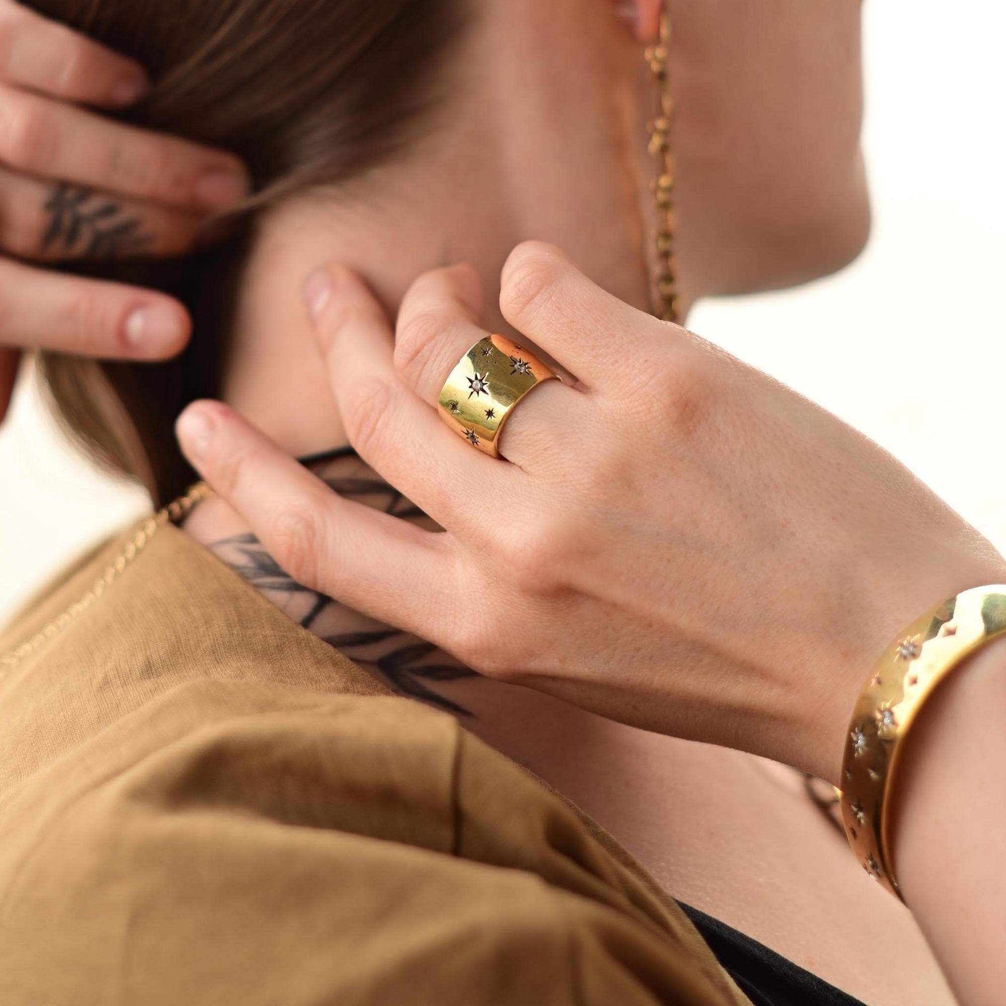 Кольцо "Звездное небо" в бронзе