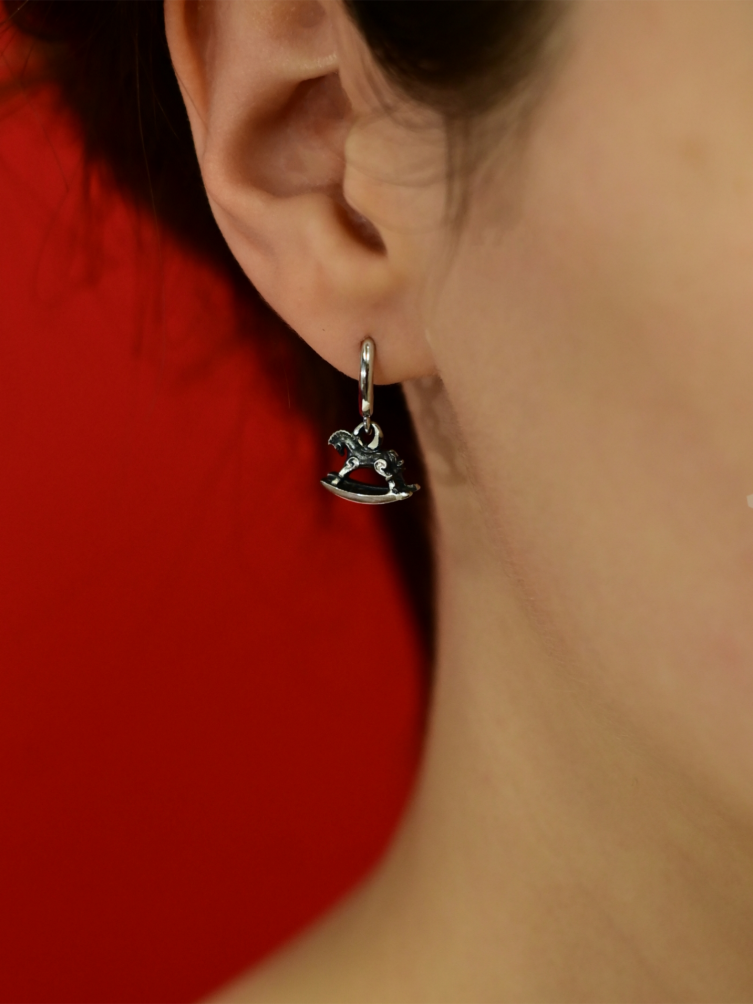 Серьги "Крошка-лошадка" в мельхиоре