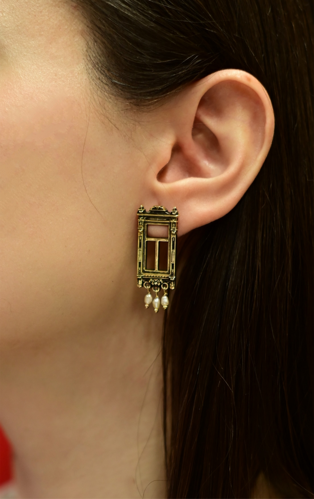 Серьги "Оконце" в бронзе