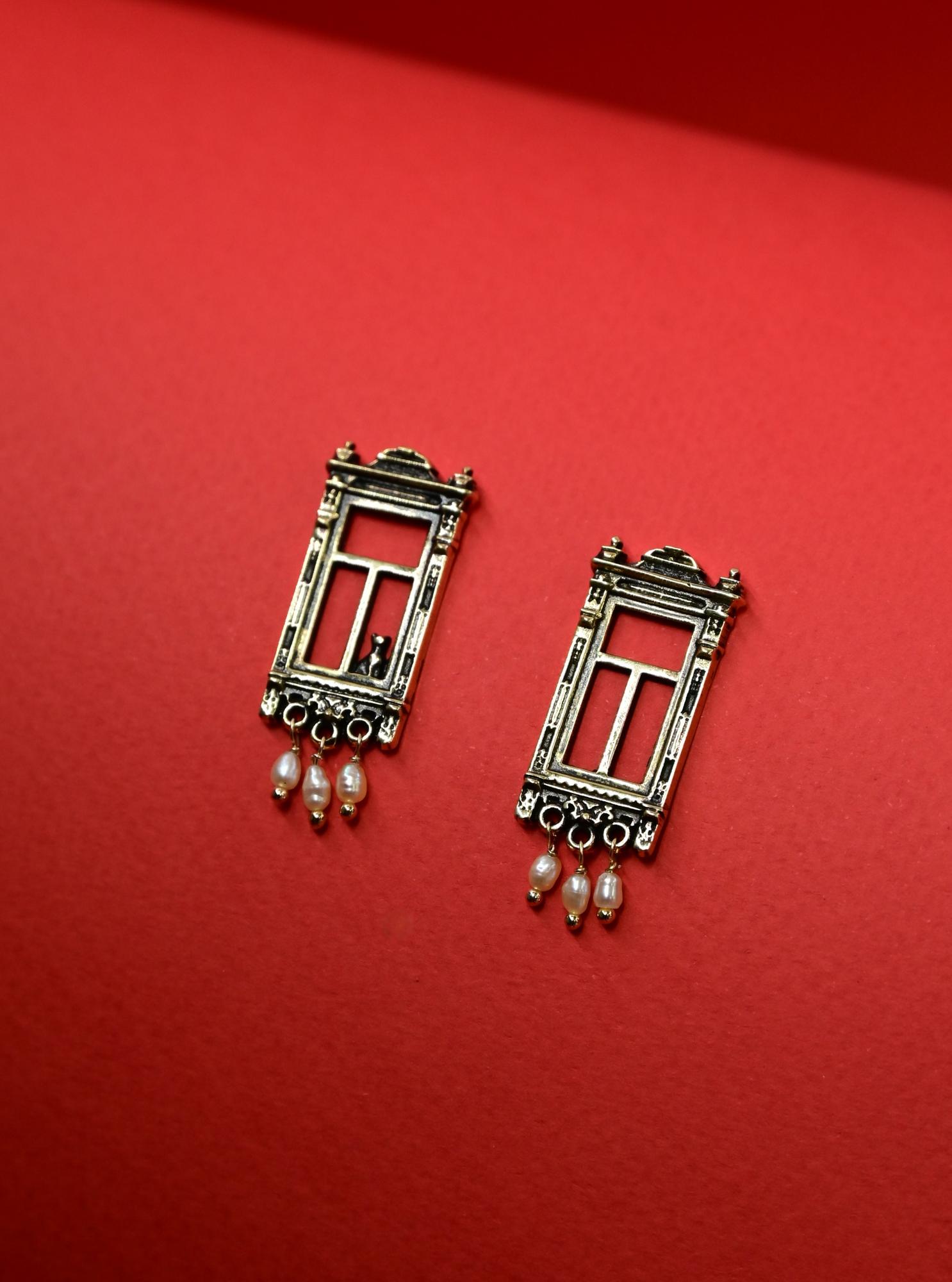 Серьги "Оконца" в мельхиоре