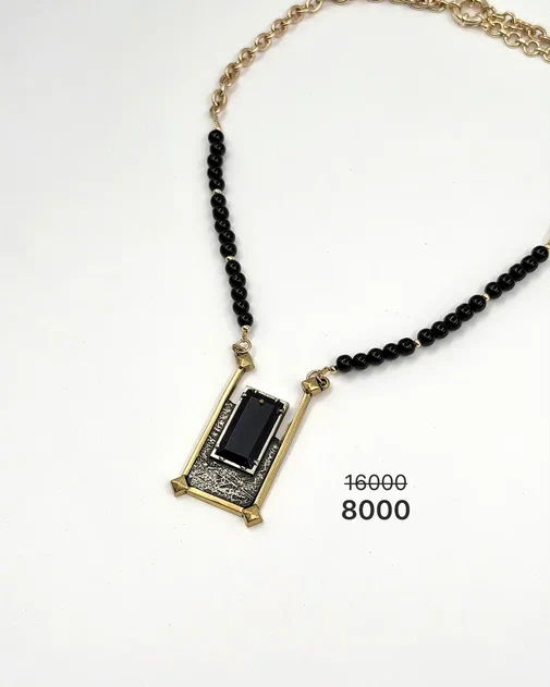 Колье "Элегия" с черным агатом -50%