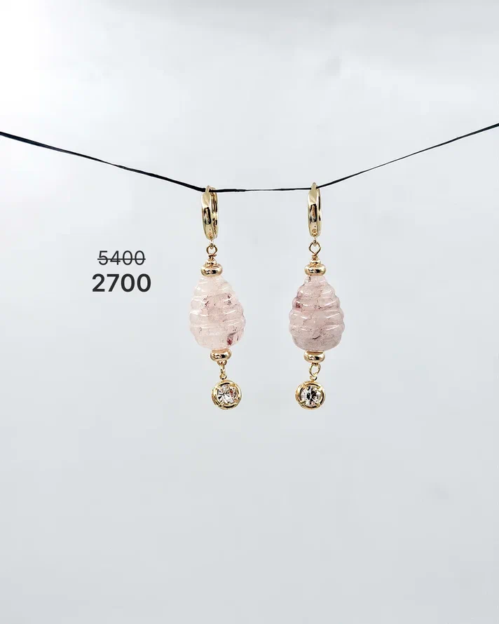 Серьги "Малина" с розовым кварцем -50%