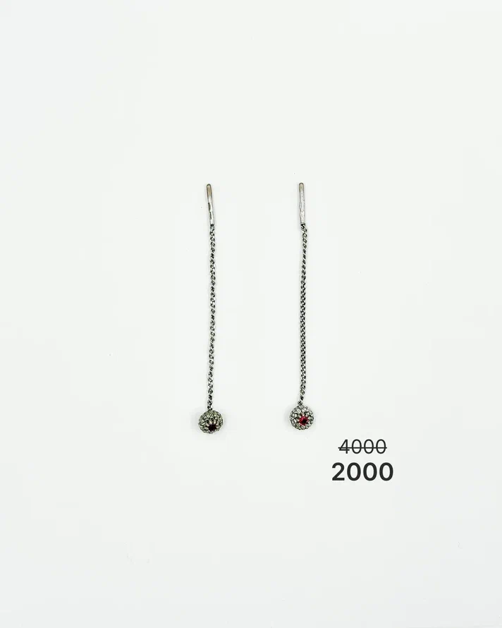 Серьги-пронизки с фианитами 50%