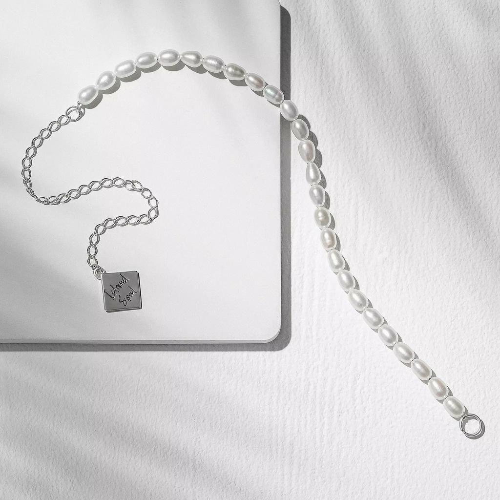 Цепочка на карабин Жемчуг (20см) (Ag 925)