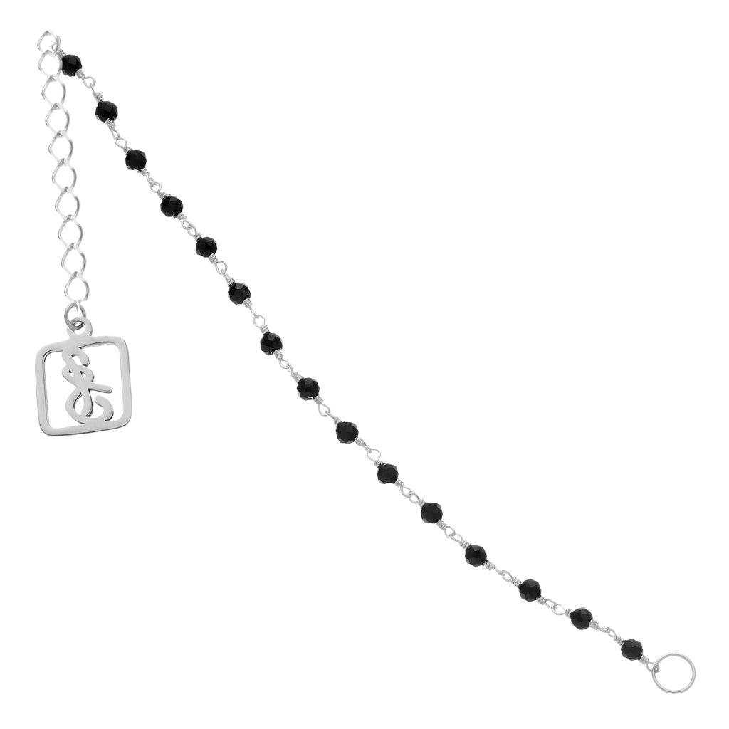 Цепочка на карабин Оникс левая 12 см. (через плетение) (Ag 925)