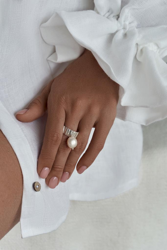 Кольцо с подвесной барочной жемчужиной (Ag 925)