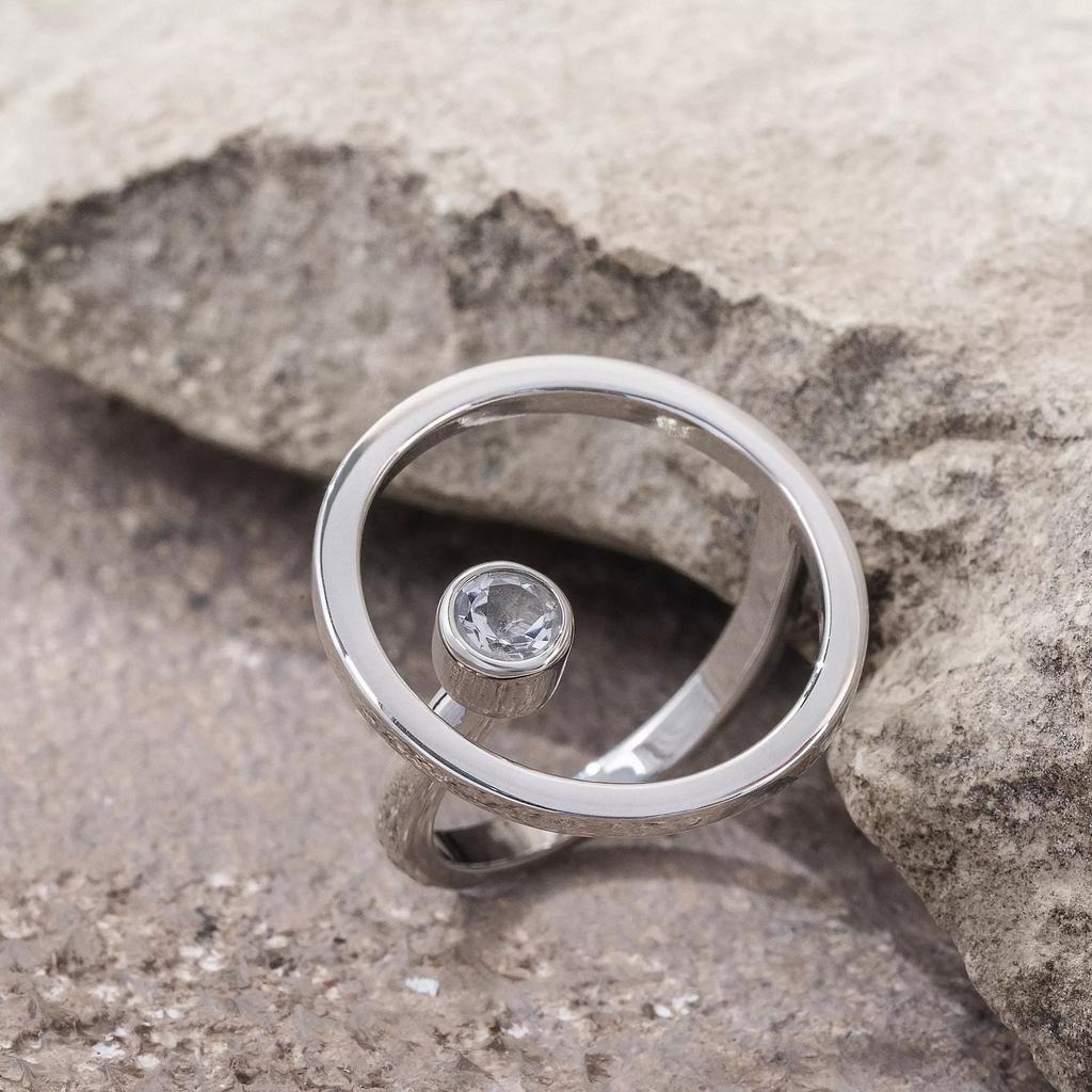 Кольцо Сфера c белым топазом (Ag 925)