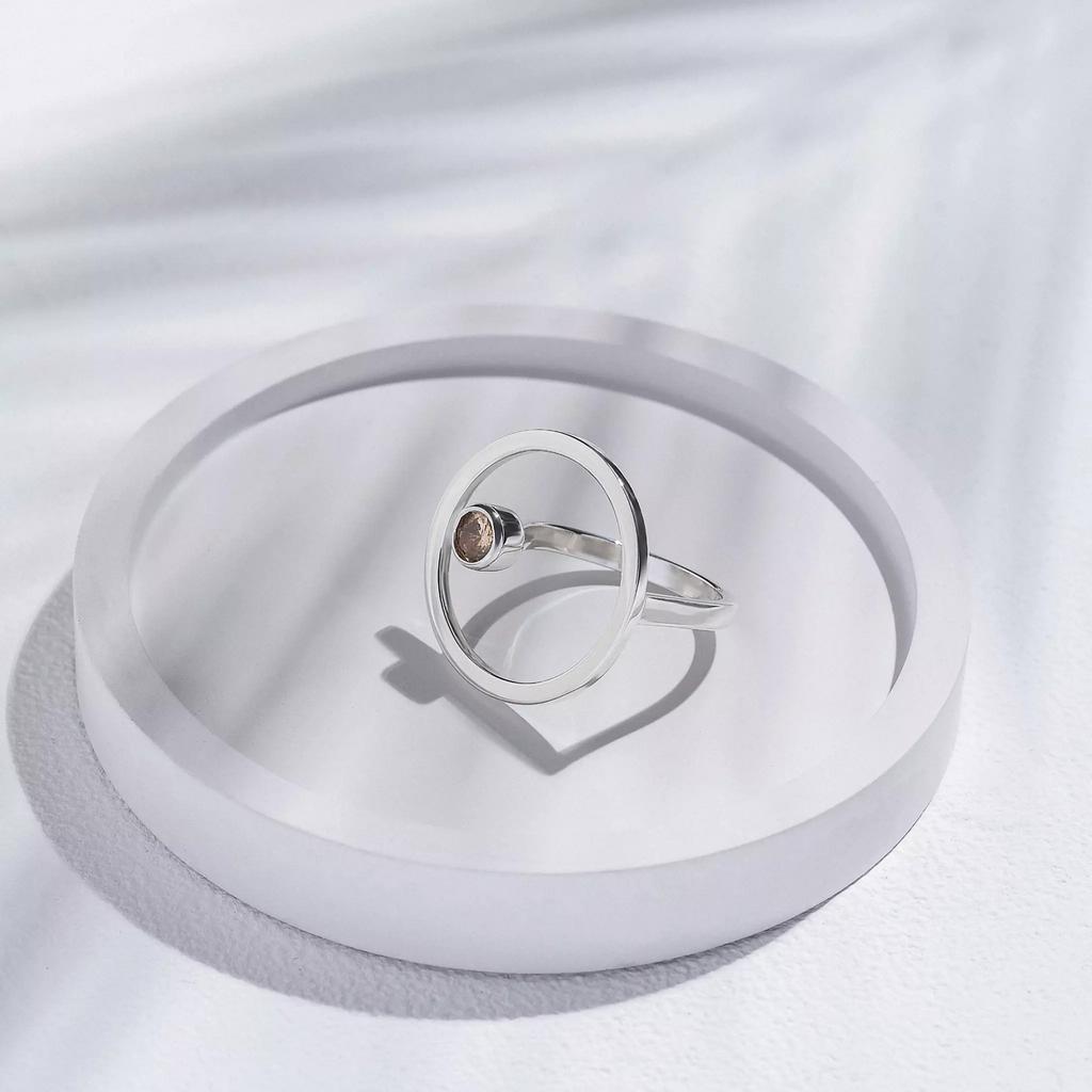 Кольцо Сфера с цирконом шампань (Ag 925)