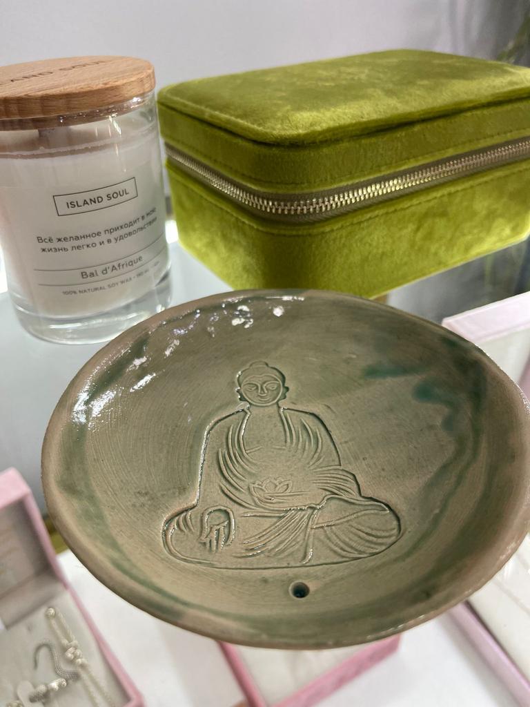 Подставка для благовоний Будда зелёная (керамика)