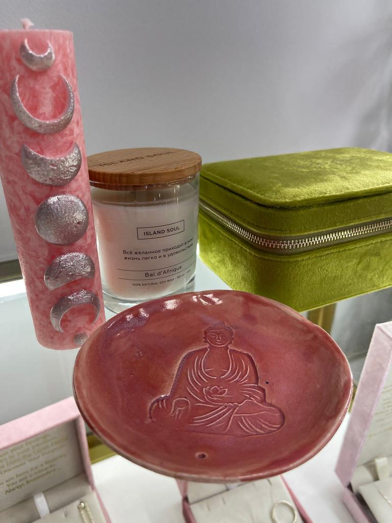 Подставка для благовоний Будда розовая (керамика)