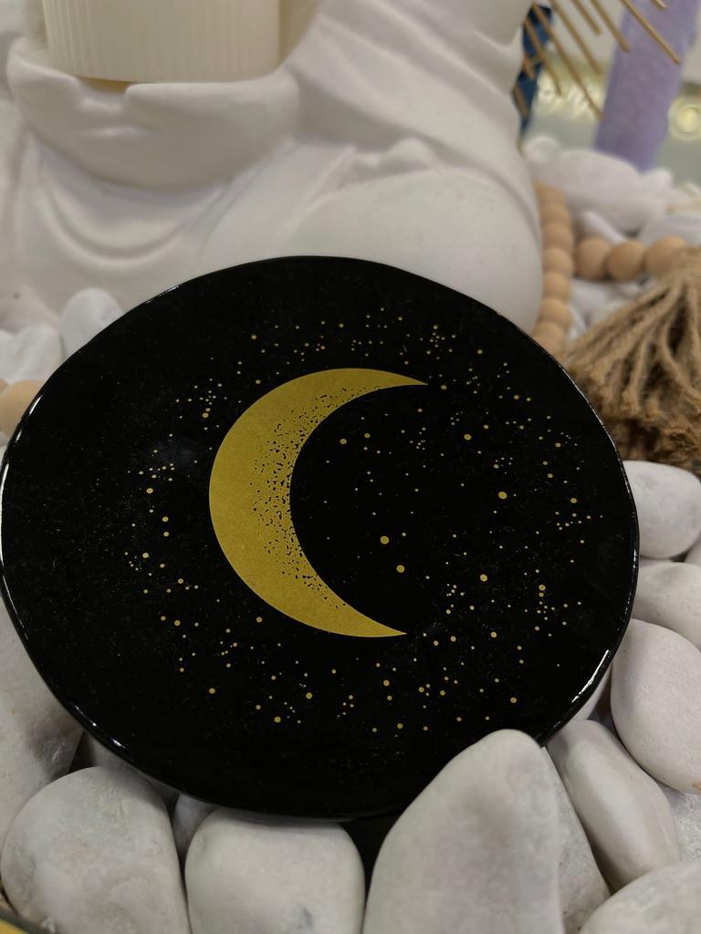 Тарелочка для благовоний "Луна" черная керамика