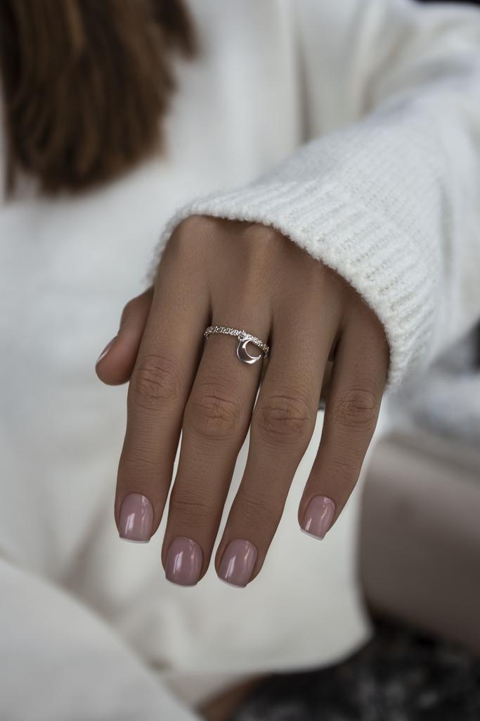 Кольцо простое с подвеской "ЛУНА" (Ag 925)