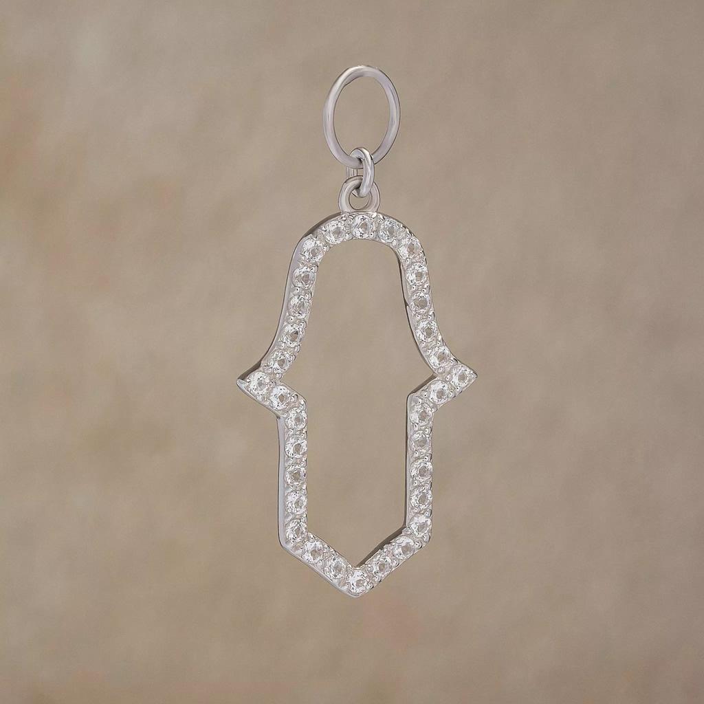 Подвеска на серьгу Хамса с топазами (Ag 925)
