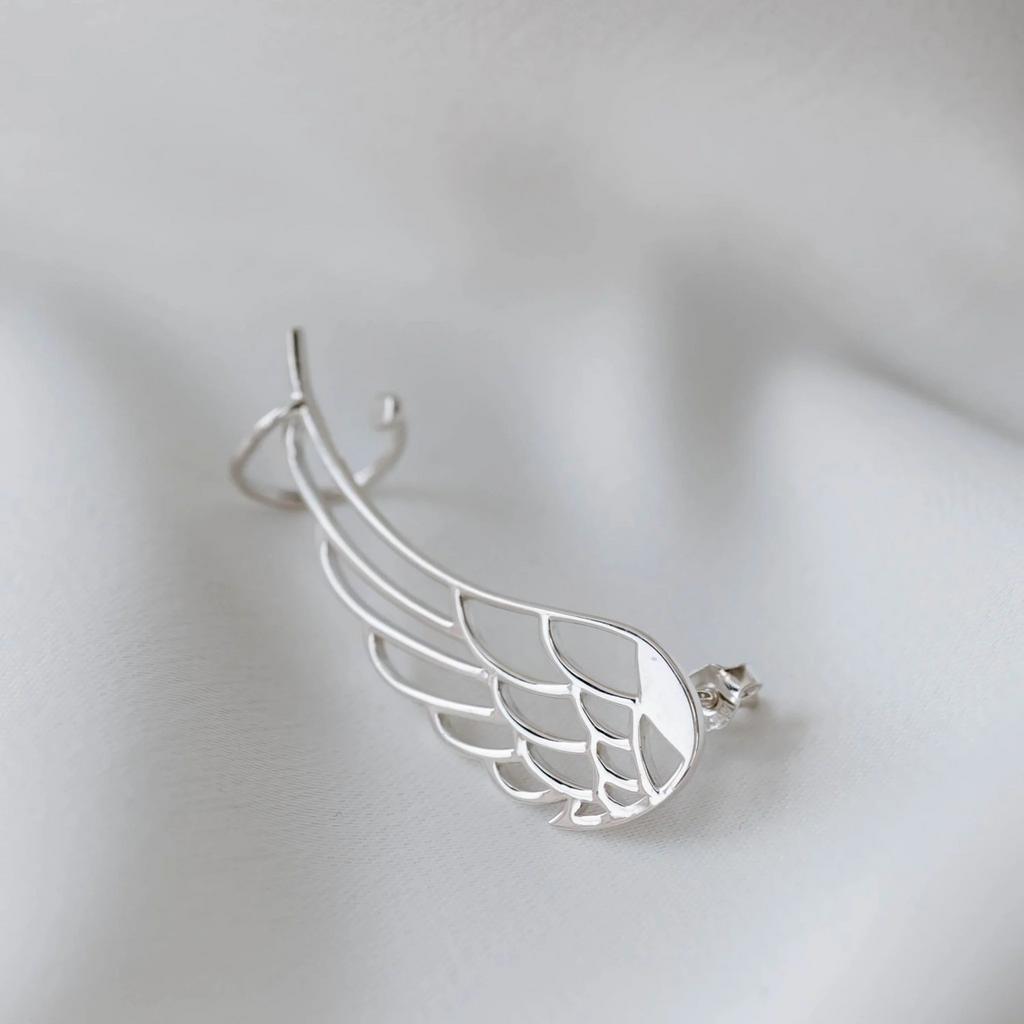 Серьга кафф Крыло правое (Ag 925)