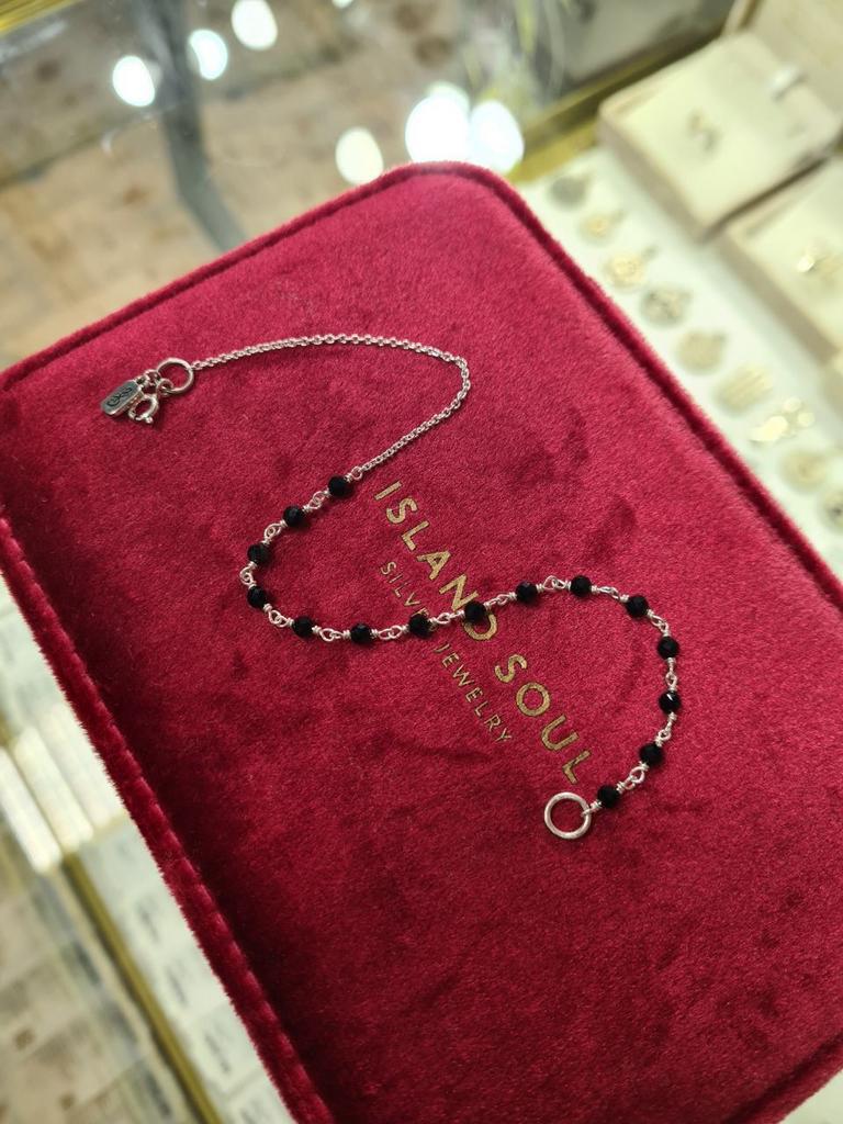 Цепочка на карабин Оникс правая (через плетение) (Ag 925)