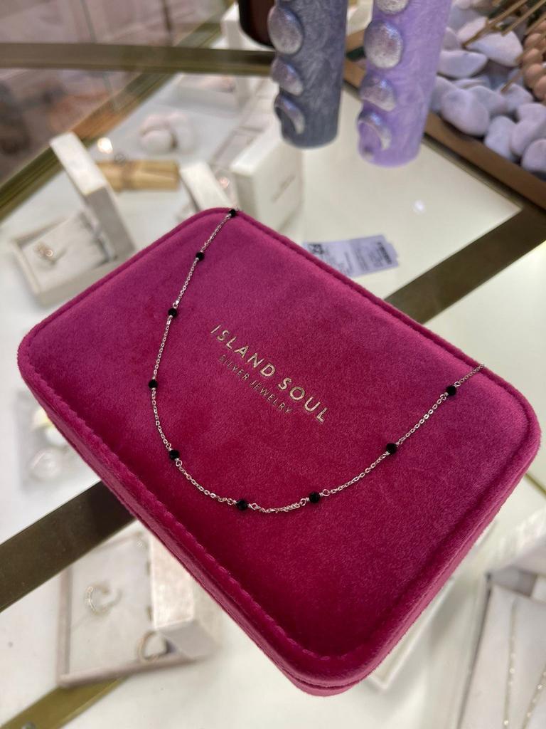 Подвеска с бусинами чёрного оникса (фасет)