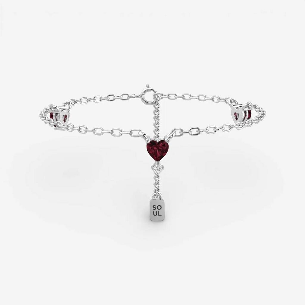 Браслет с красным сердцем (Ag 925)