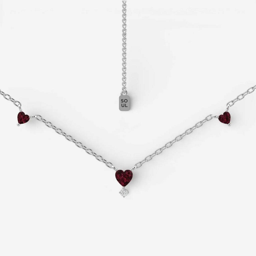 Колье с красным сердцем (Ag 925)