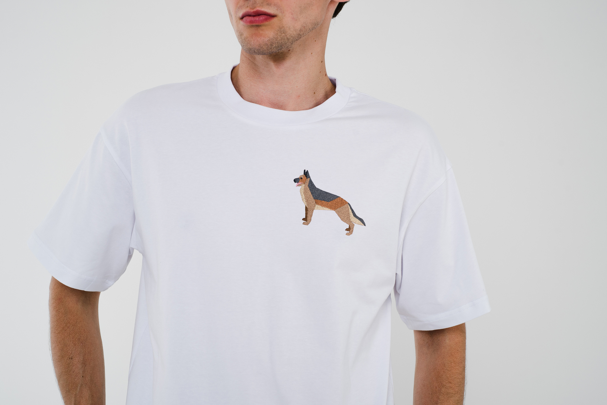 German shepard white T-shirt