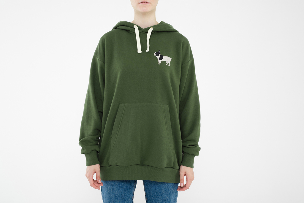 French bulldog khaki hoodie