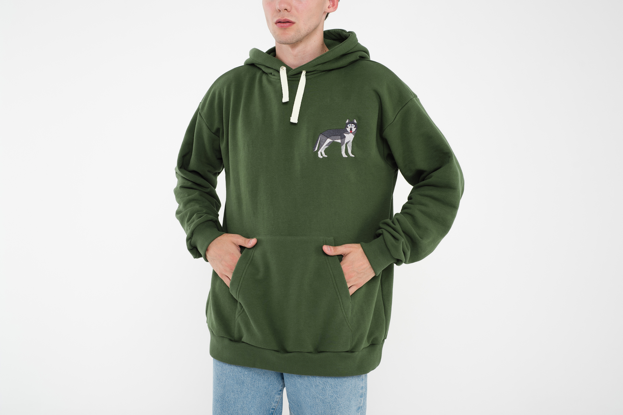 Husky khaki hoodie