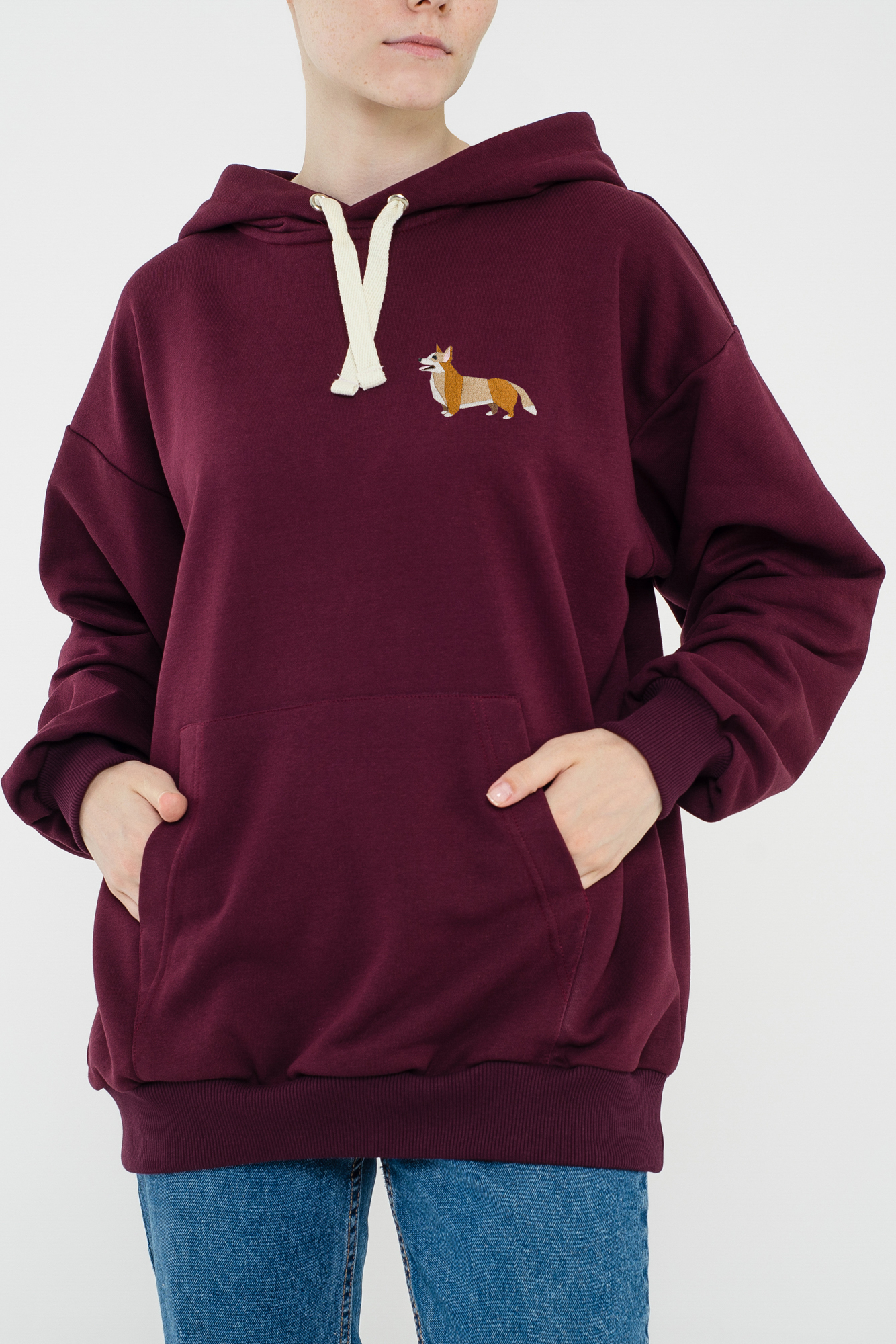 Corgi maroon hoodie