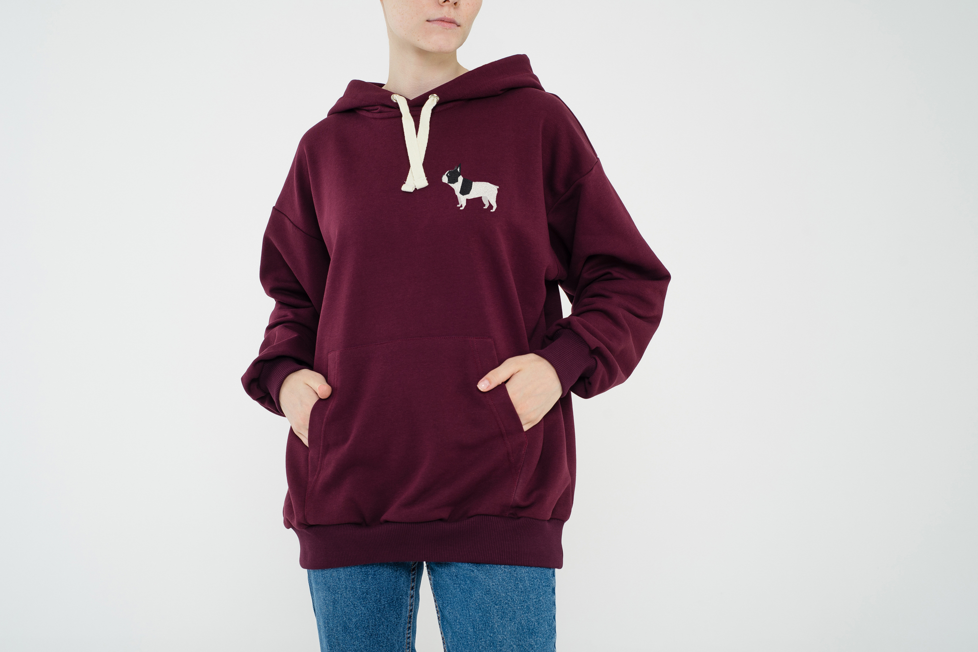 French bulldog maroon hoodie