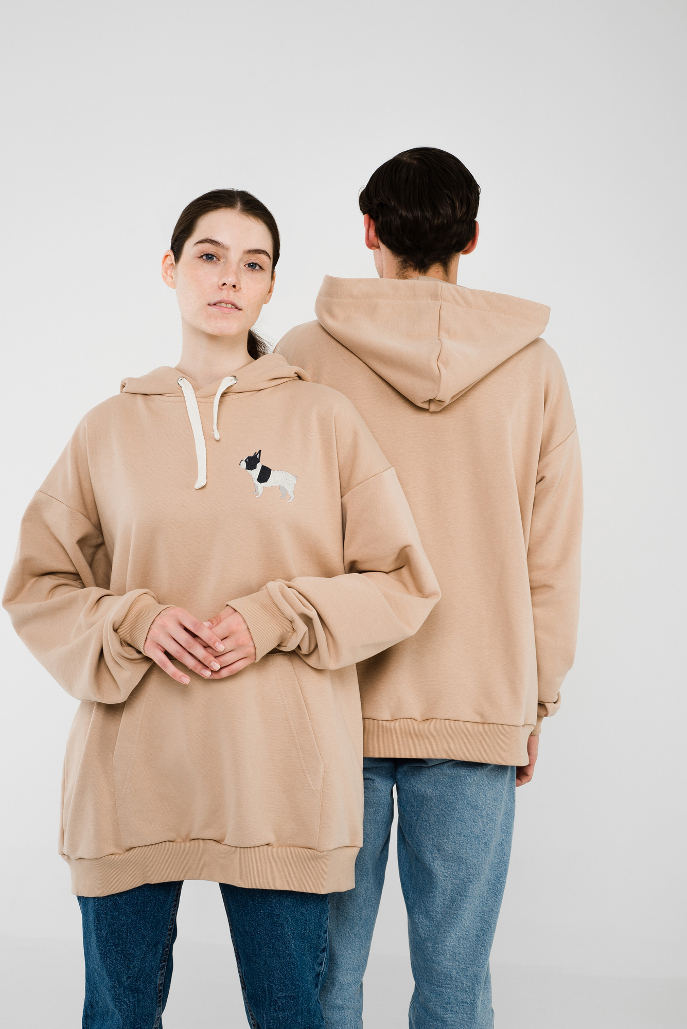 French bulldog beige hoodie