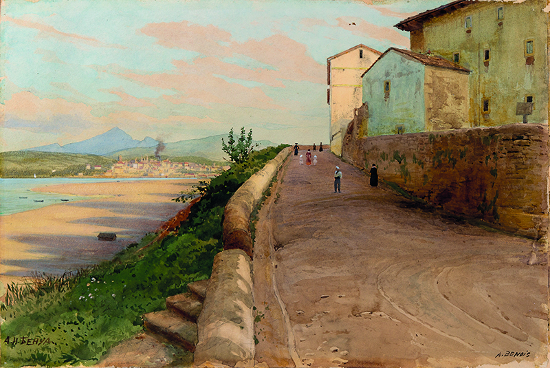 Художественный принт с акварели Альберта Бенуа "Нормандский пейзаж"