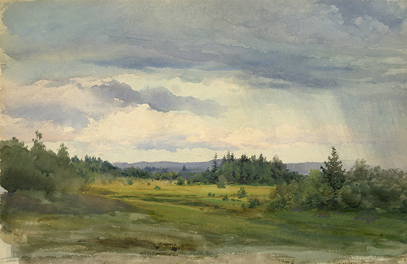 Художественный принт с акварели Альберта Бенуа "Дождь"