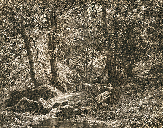 Крестьянка с коровами. Художественный оттиск с офорта И.И. Шишкина