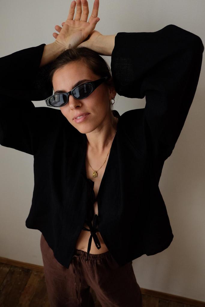 РУБАШКА НА ЗАВЯЗКАХ BLACK