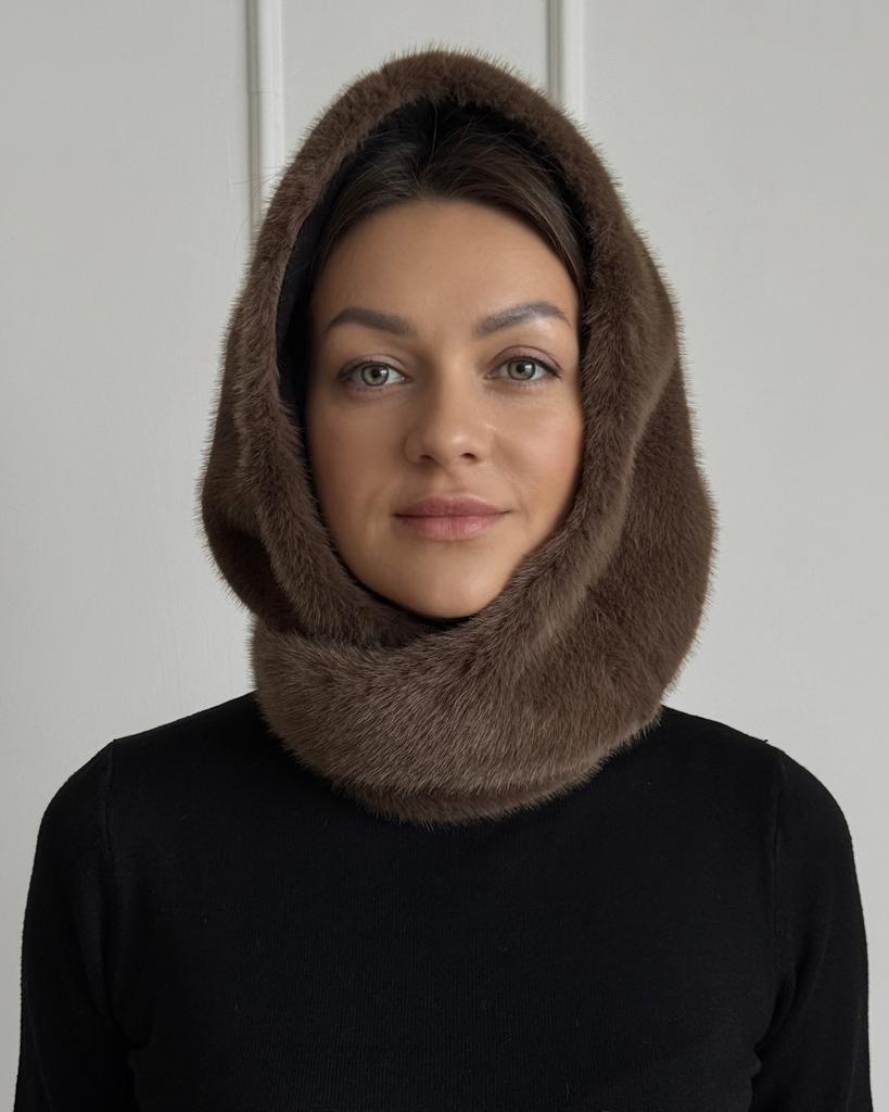 МЕХОВАЯ КОСЫНКА ИЗ ЭКО НОРКИ MILK CHOCOLATE