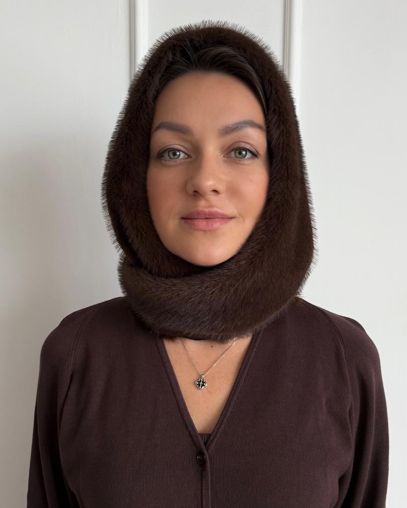 МЕХОВАЯ КОСЫНКА ИЗ ЭКО НОРКИ BITTER CHOCOLATE