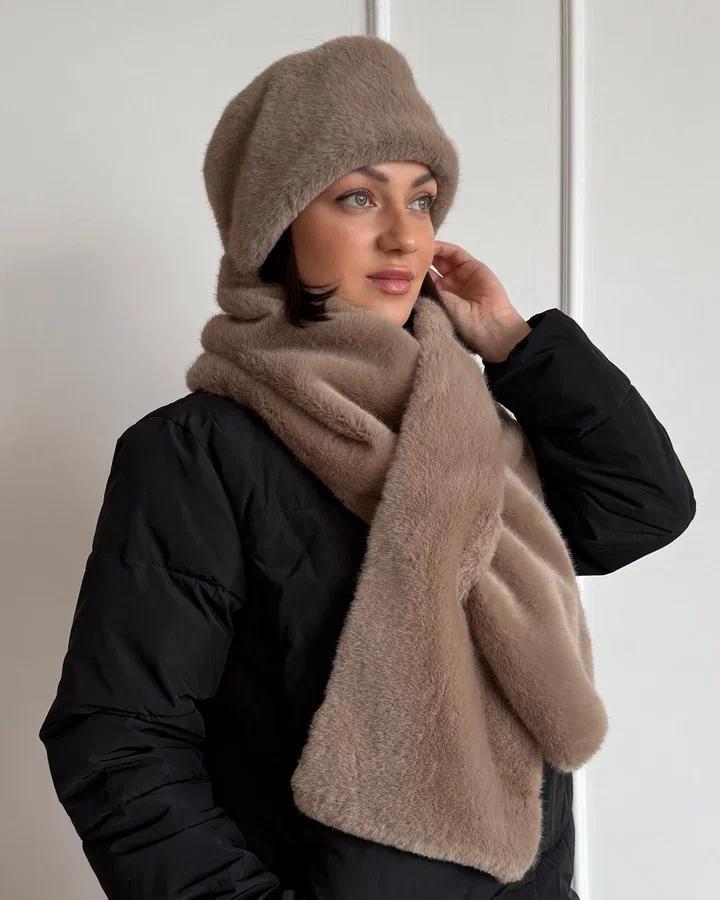 МЕХОВОЙ ШАРФ ИЗ ЭКО НОРКИ CARAMEL