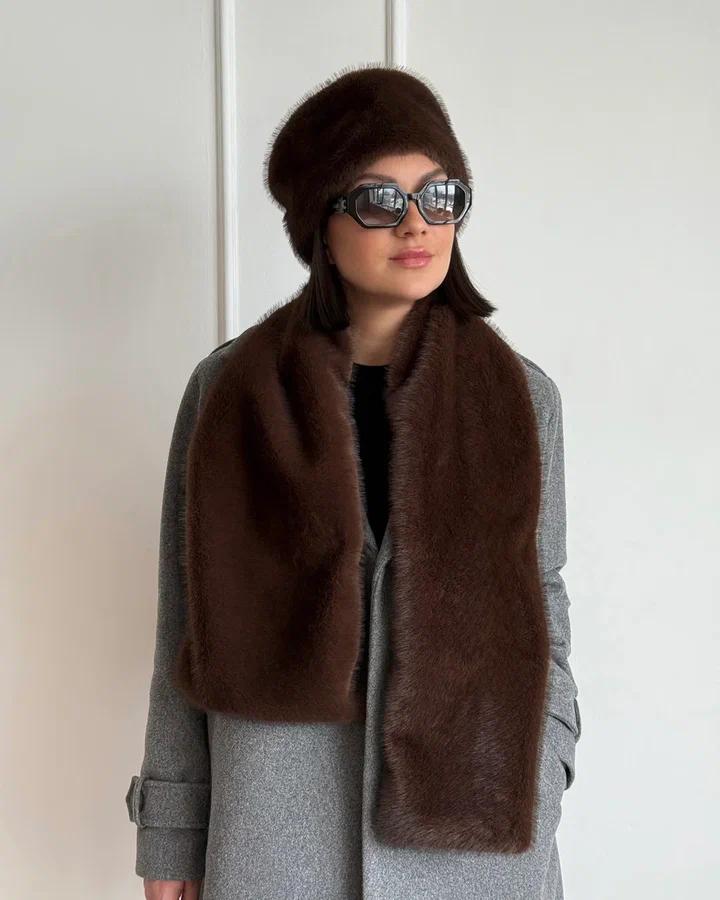 МЕХОВОЙ ШАРФ ИЗ ЭКО НОРКИ BITTER CHOCOLATE