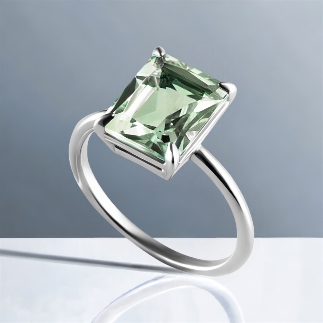 Кольцо Идеальное (Perfect) с зеленым аметистом