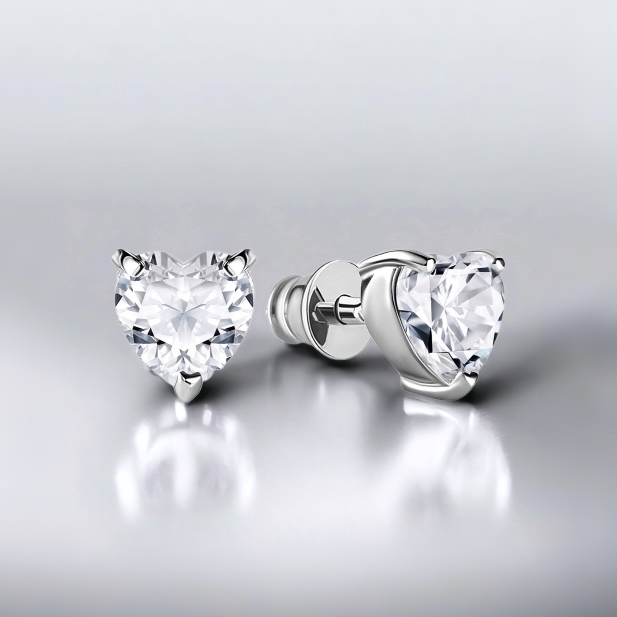 серьги Сердце с горным хрусталем