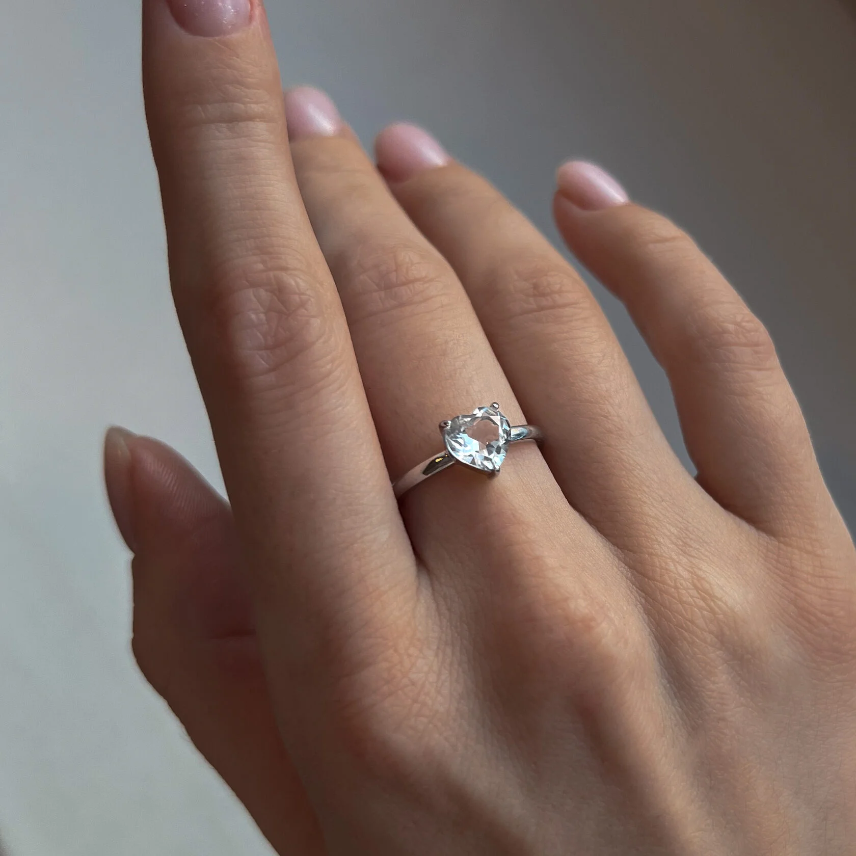 кольцо Сердце с горным хрусталем